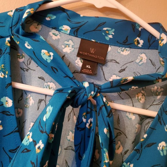 Worthington Blue Floral Dress Top - Picture 3 of 4